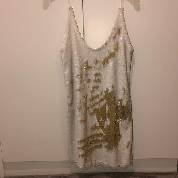 Free People White Gold Ivory Sequin Dress - Picture 3 of 6